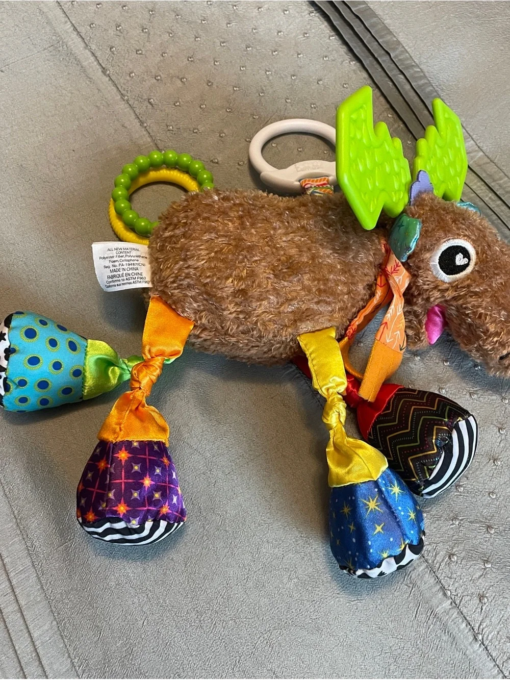 Lamaze Mortimer Moose Clip On Sensory Crinkle & Teether Toy